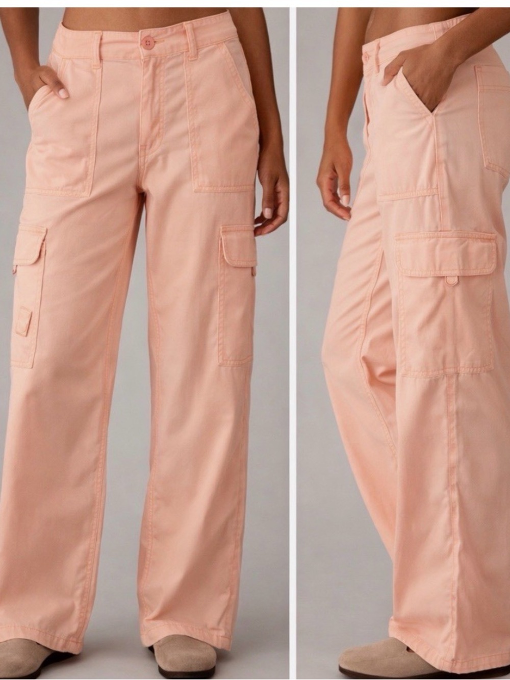 American Eagle peach NWOT 2 Wide-Leg Cargo Pants in Peach